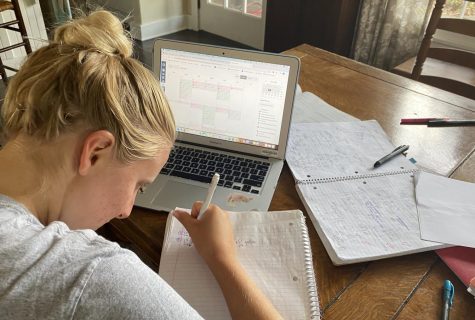 Elsa Kronen '20 studies at home during fourth quarter distance learning